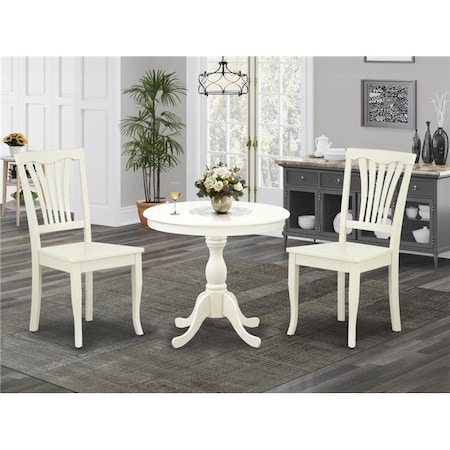 East West Furniture East West Furniture AMAV3-LWH-W 3 Piece Antique Dining Table Set - Linen White AMAV3-LWH-W